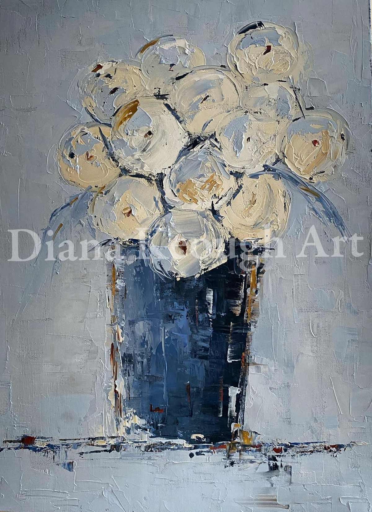 Peonies in Blue Jar