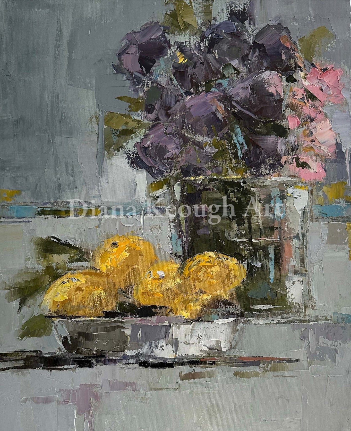 Still life: Flowers and Lemons in a Bowl