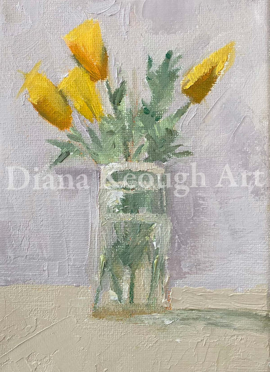 Yellow Buds in Glass vase