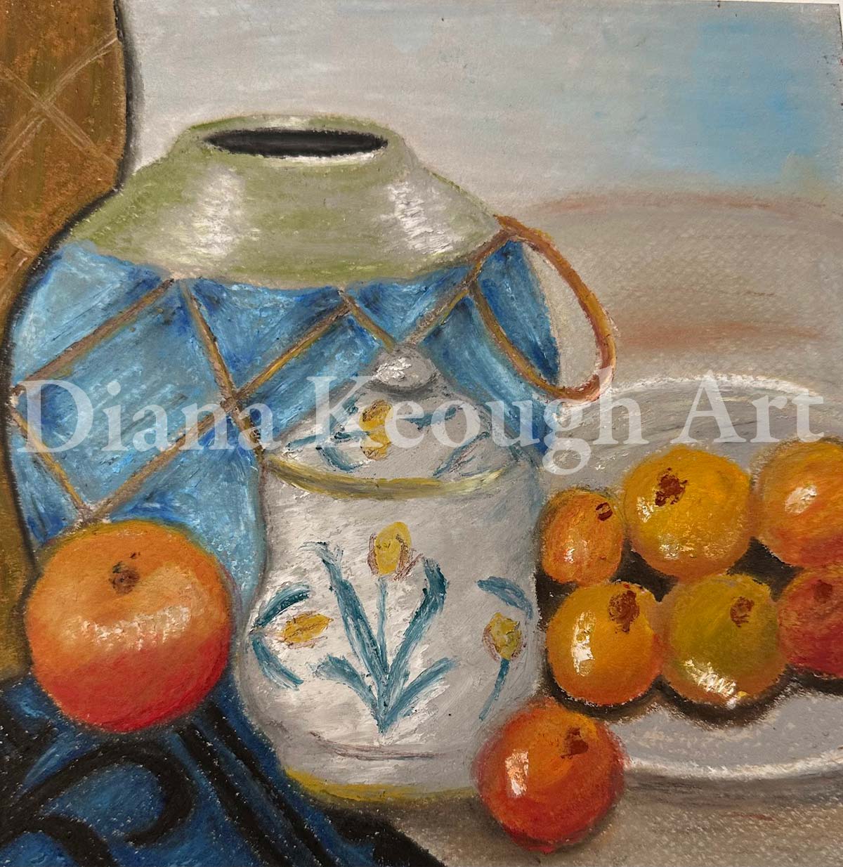 Blue Vase and Persimmons